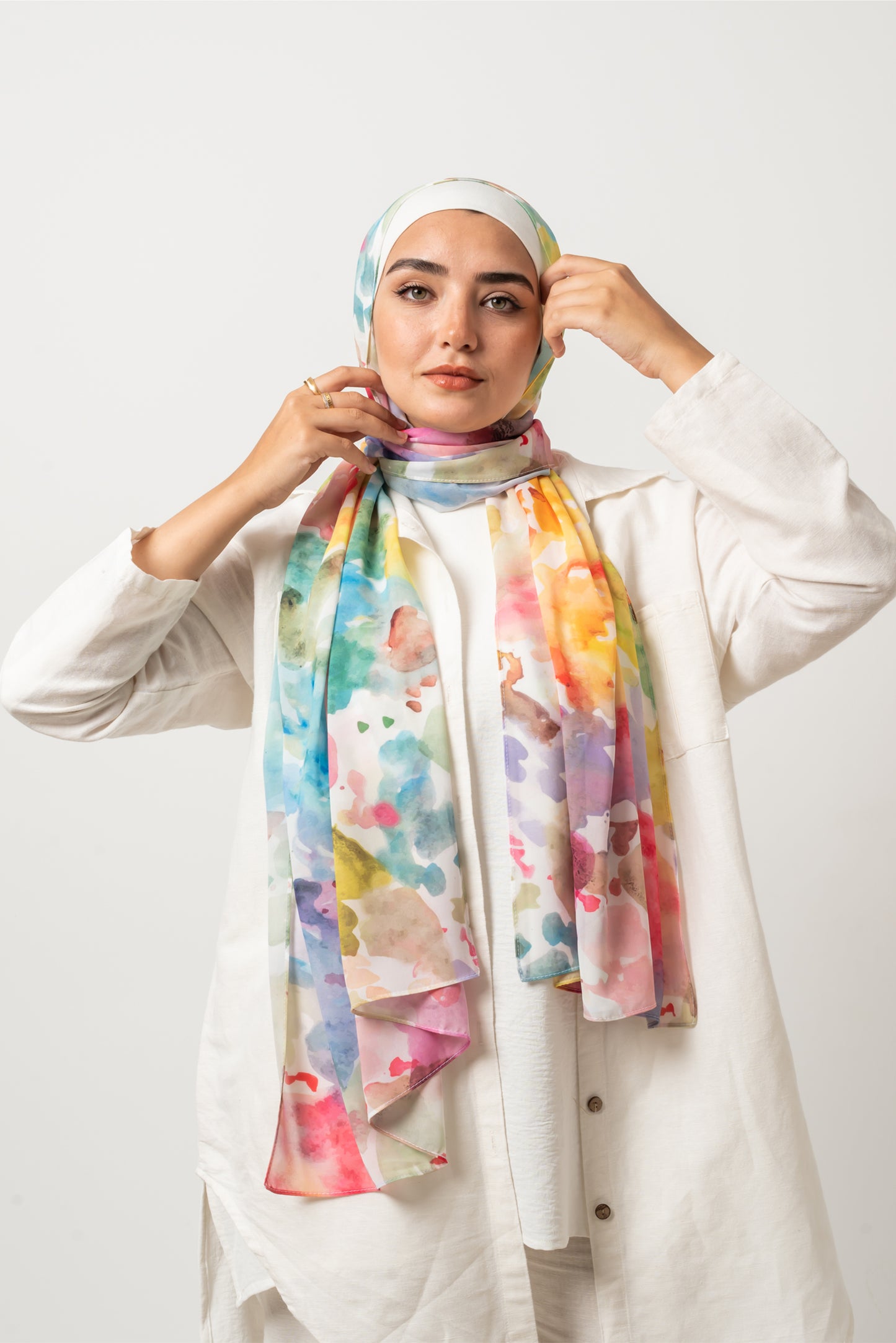Artistic Watercolor Chiffon Scarf