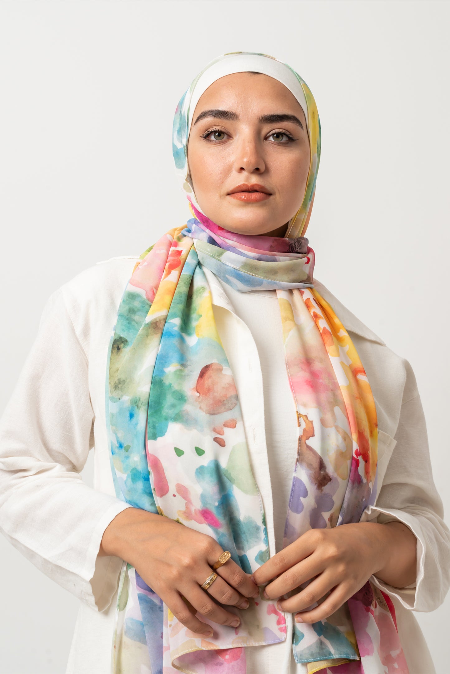 Artistic Watercolor Chiffon Scarf