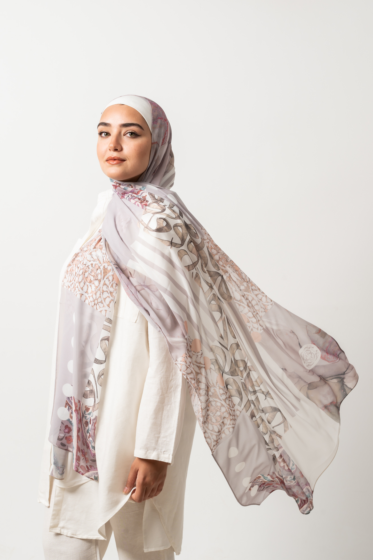 Beige Arabic Chiffon Scarf
