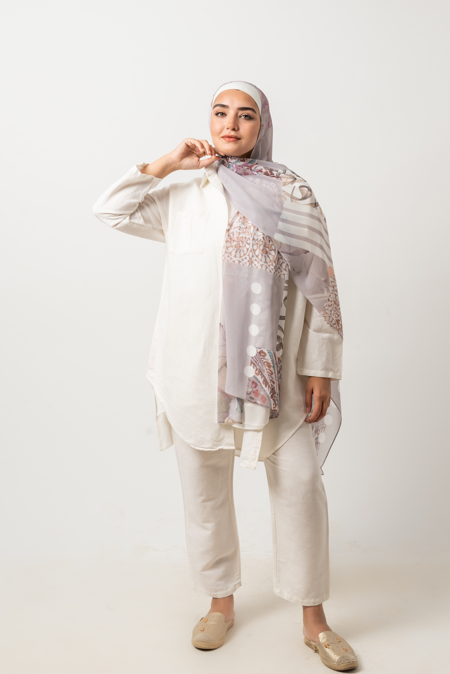 Beige Arabic Chiffon Scarf