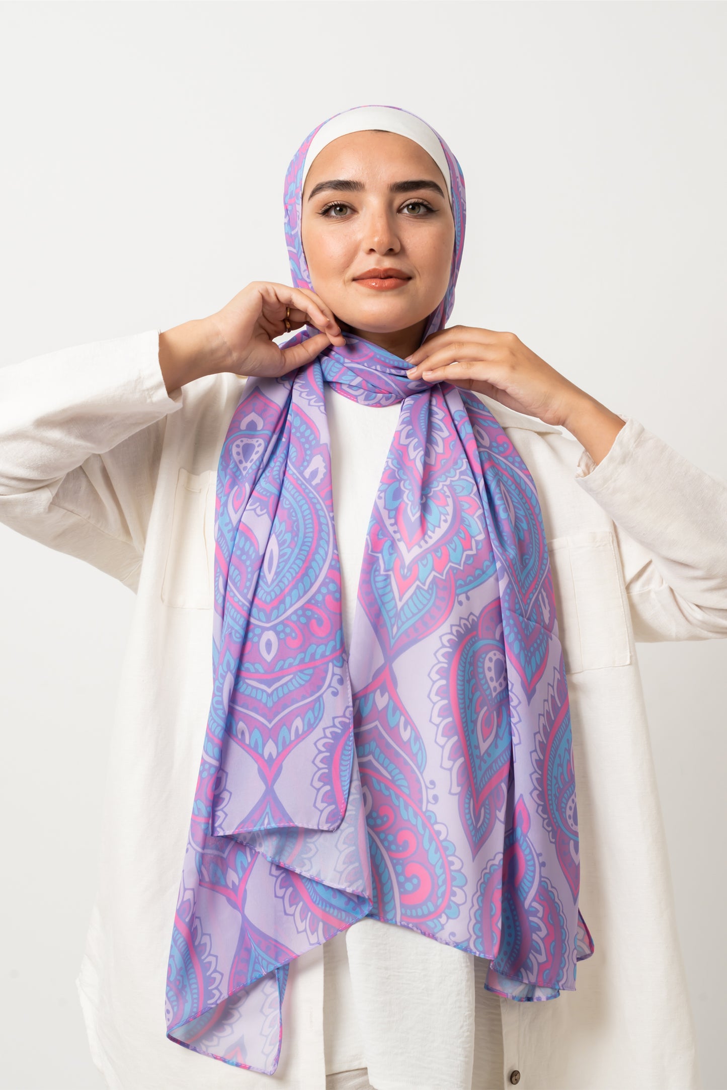 Blush Peacock Chiffon Scarf