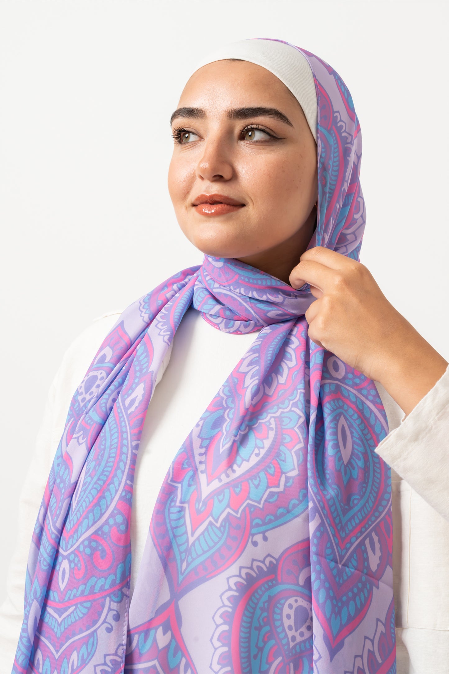 Blush Peacock Chiffon Scarf