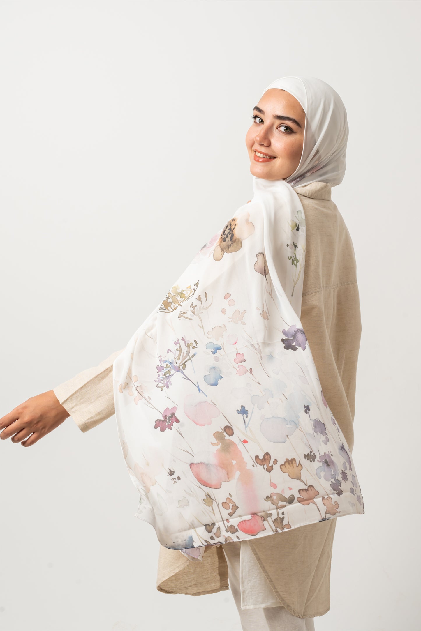 Dreamy Pastel Floral Chiffon Scarf