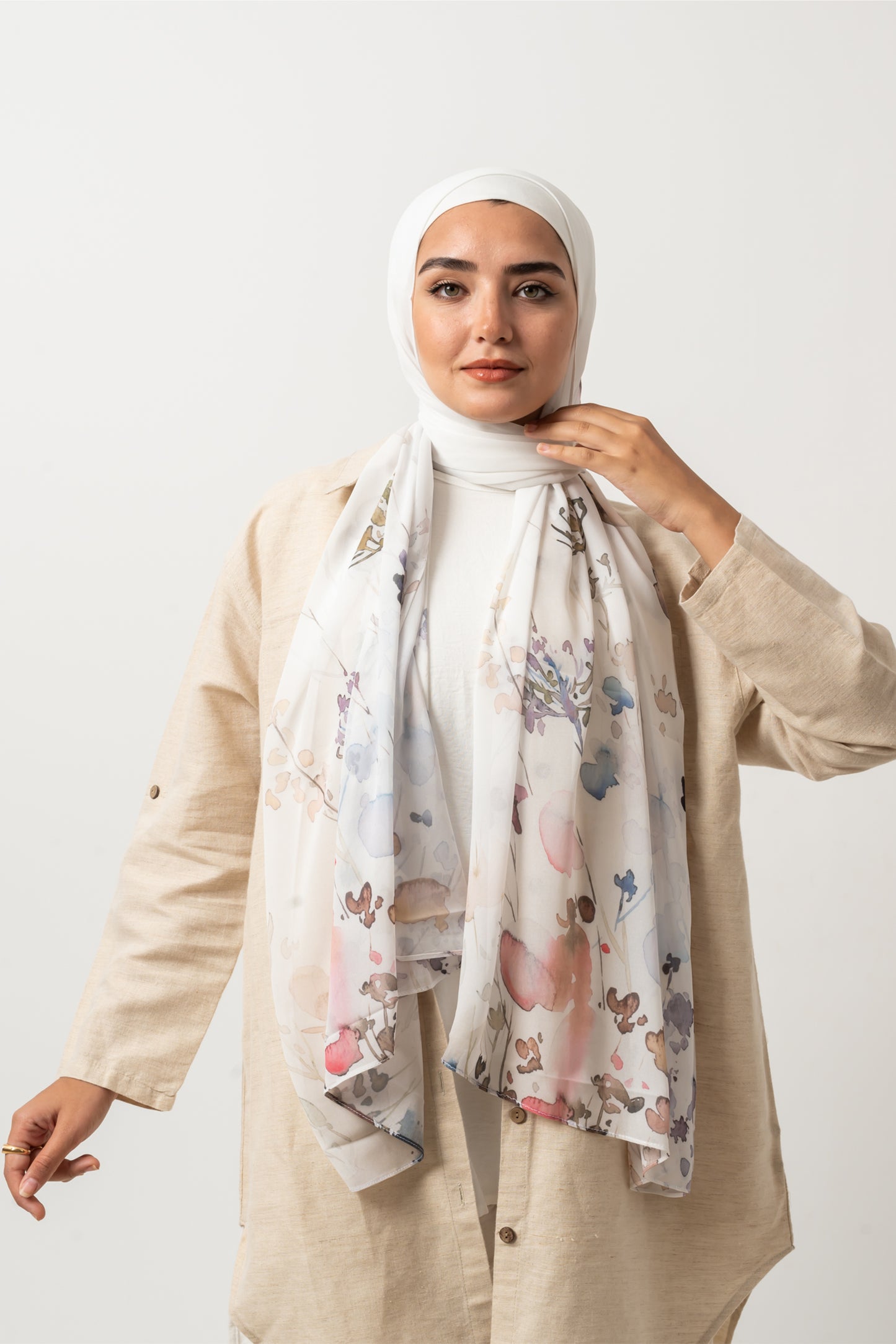 Dreamy Pastel Floral Chiffon Scarf