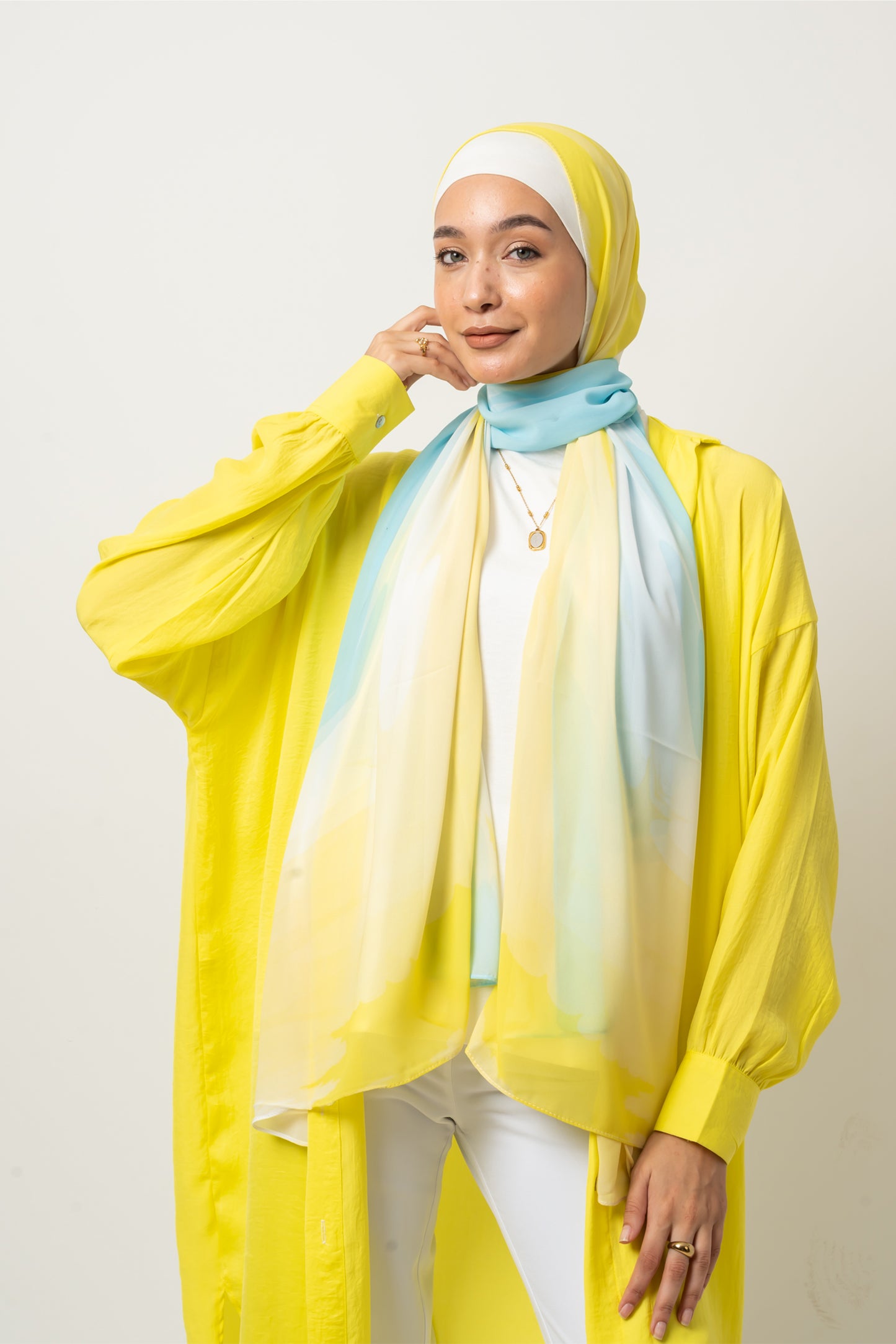 Golden Ocean Gradient Chiffon Scarf