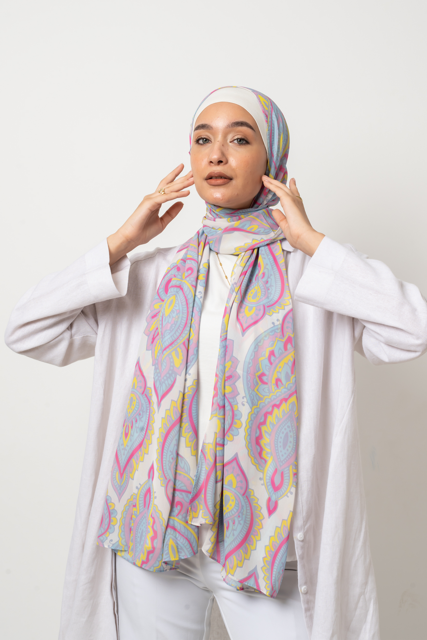 Sunrise Peacock Chiffon Scarf