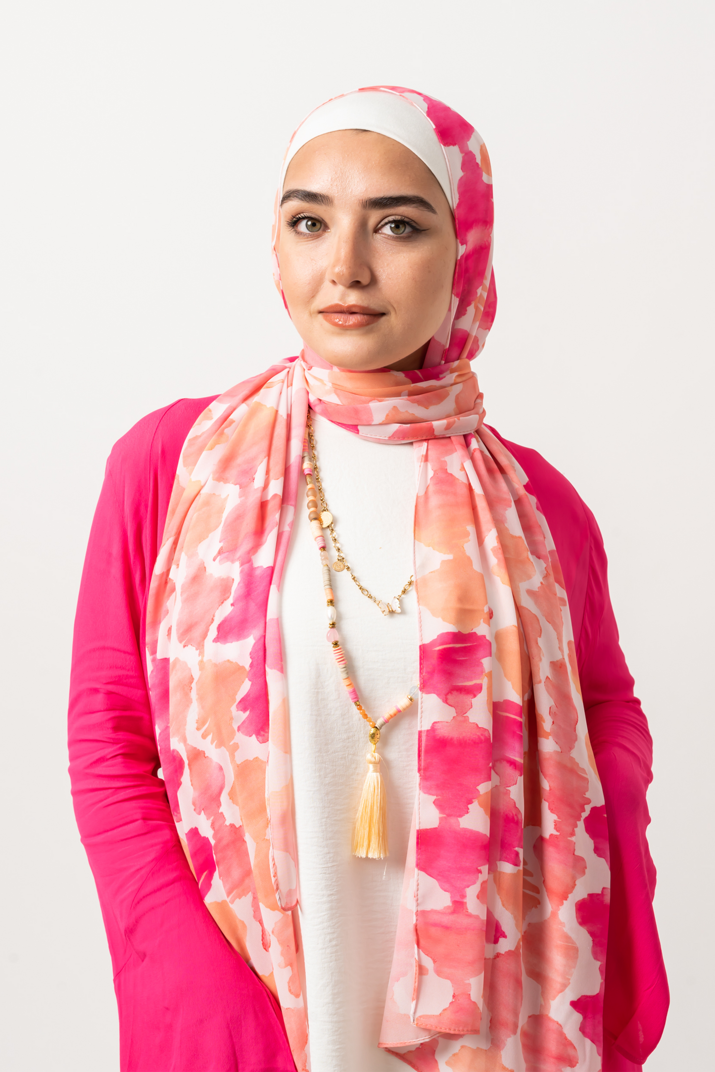 Rosewood Brushstroke Chiffon Scarf
