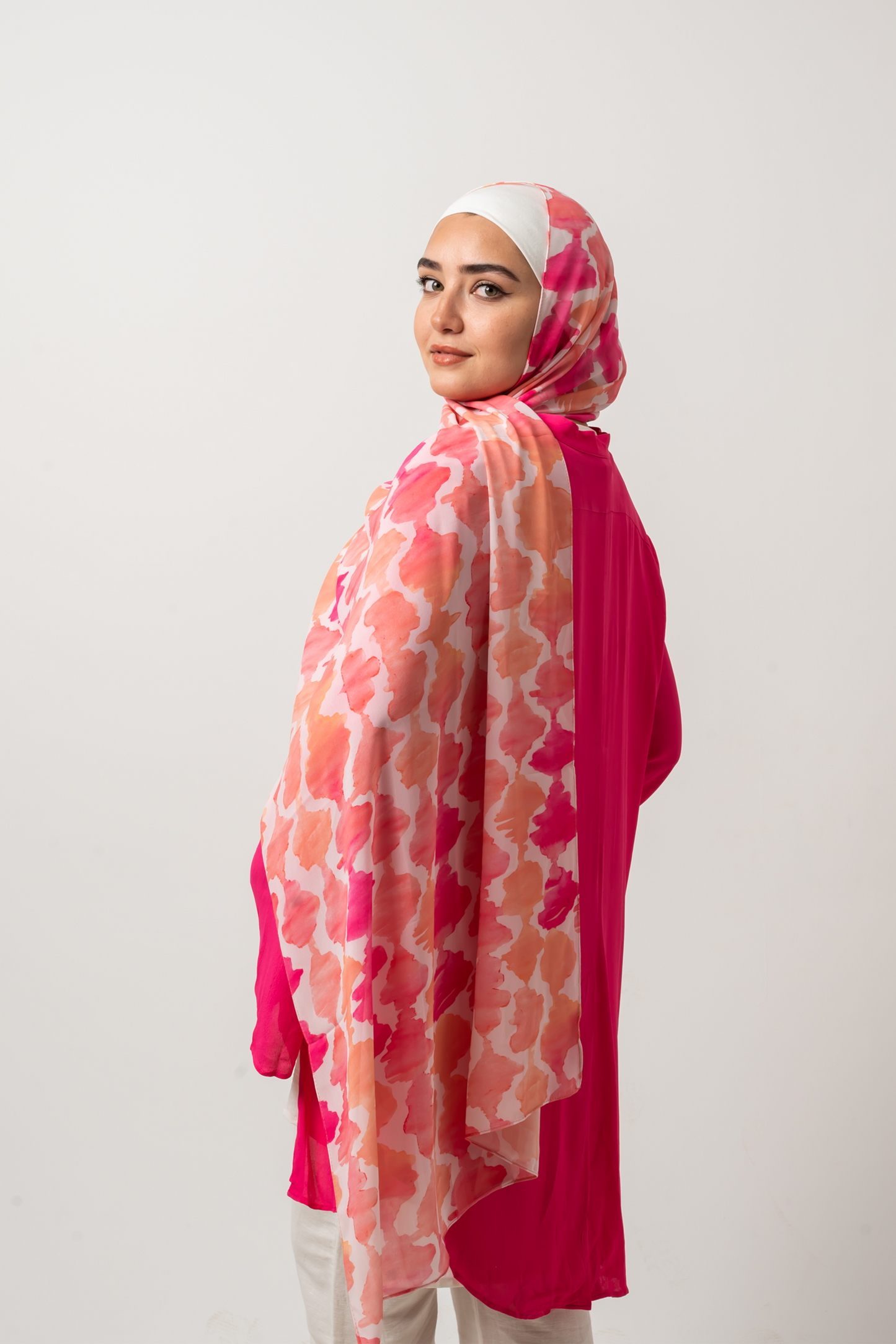Rosewood Brushstroke Chiffon Scarf