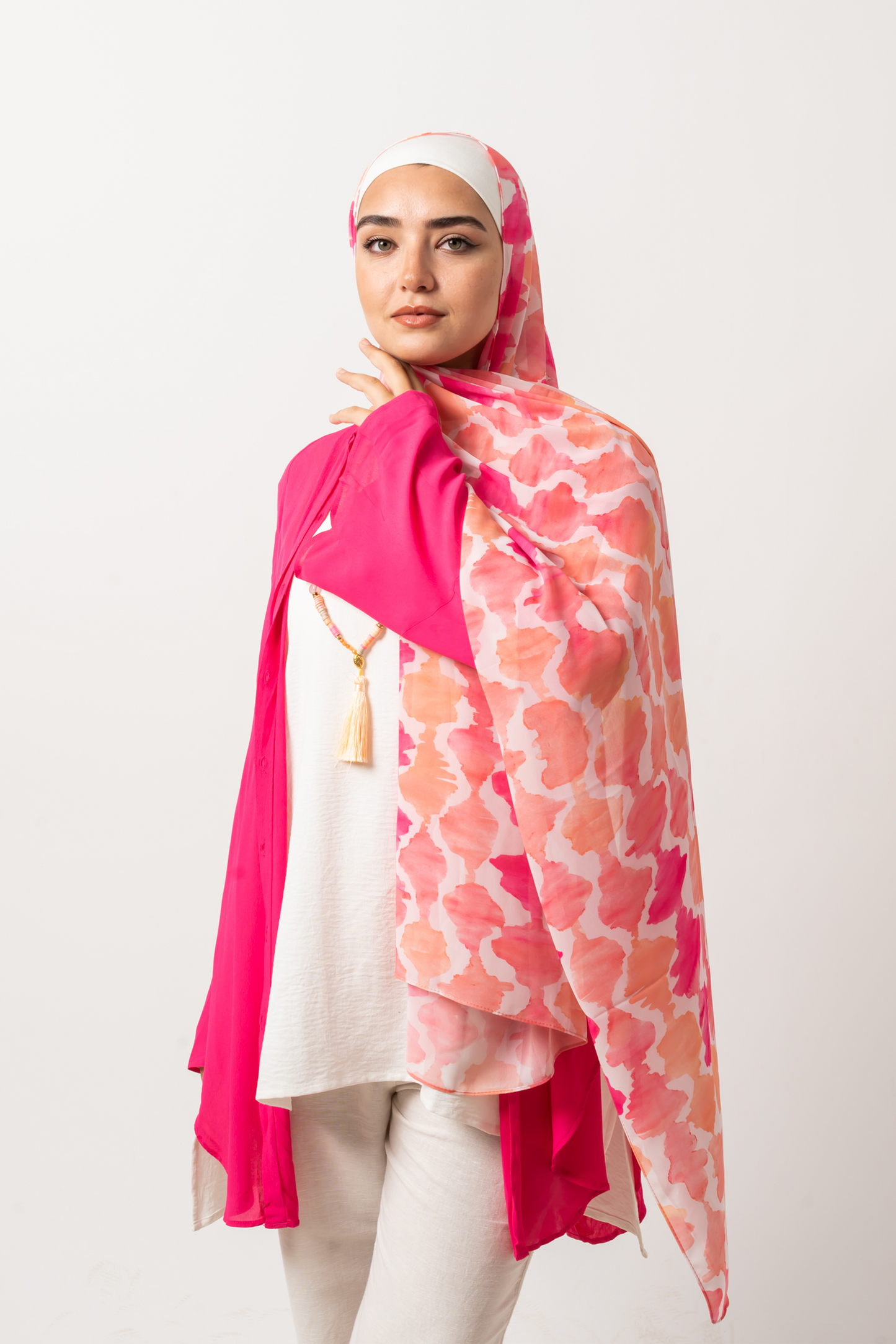 Rosewood Brushstroke Chiffon Scarf