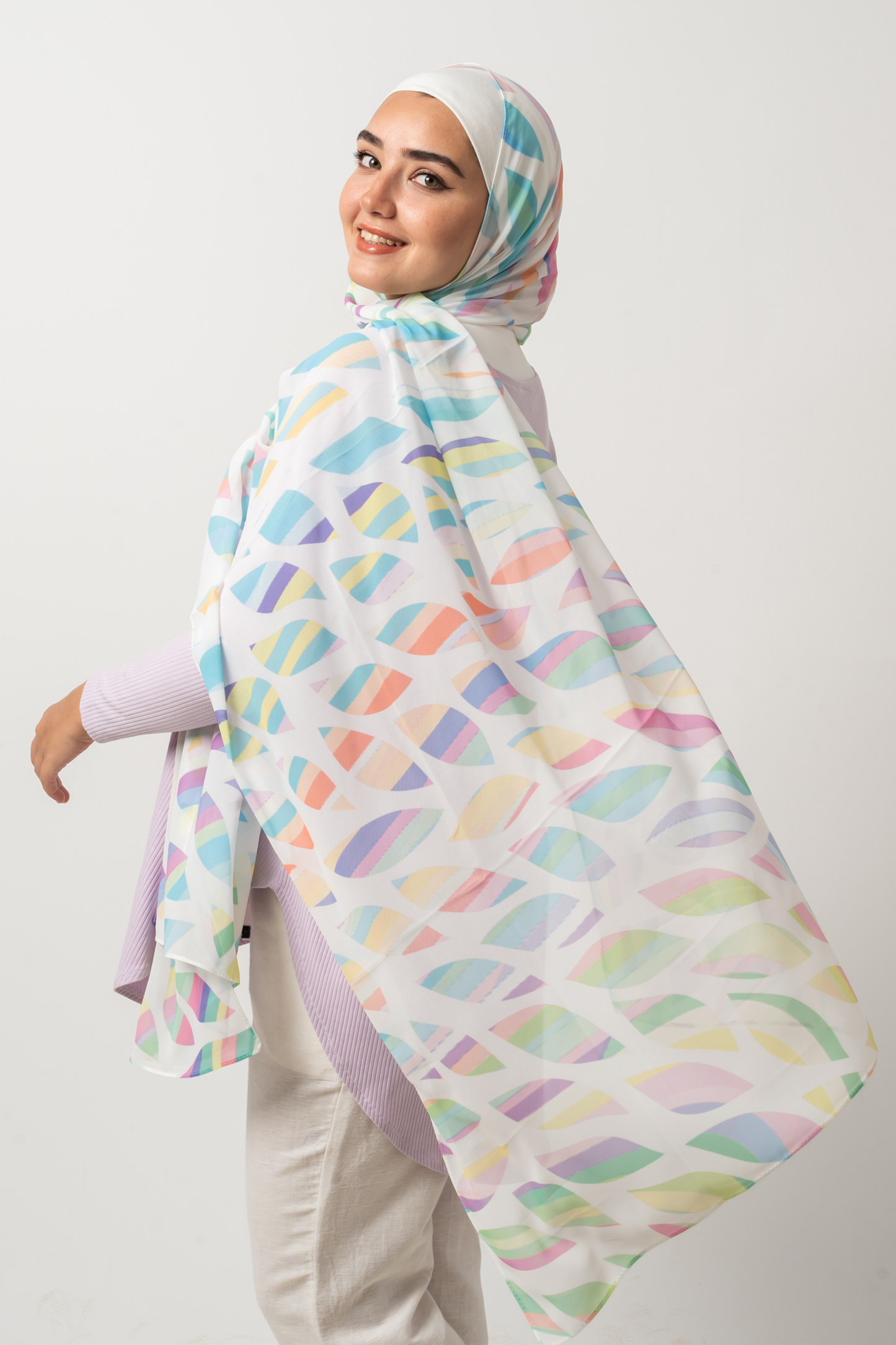 Vibrant Leaves Chiffon Scarf