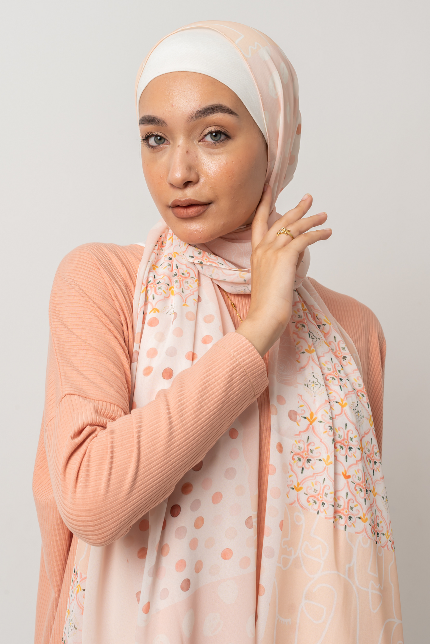 Peach Whisper Chiffon Scarf