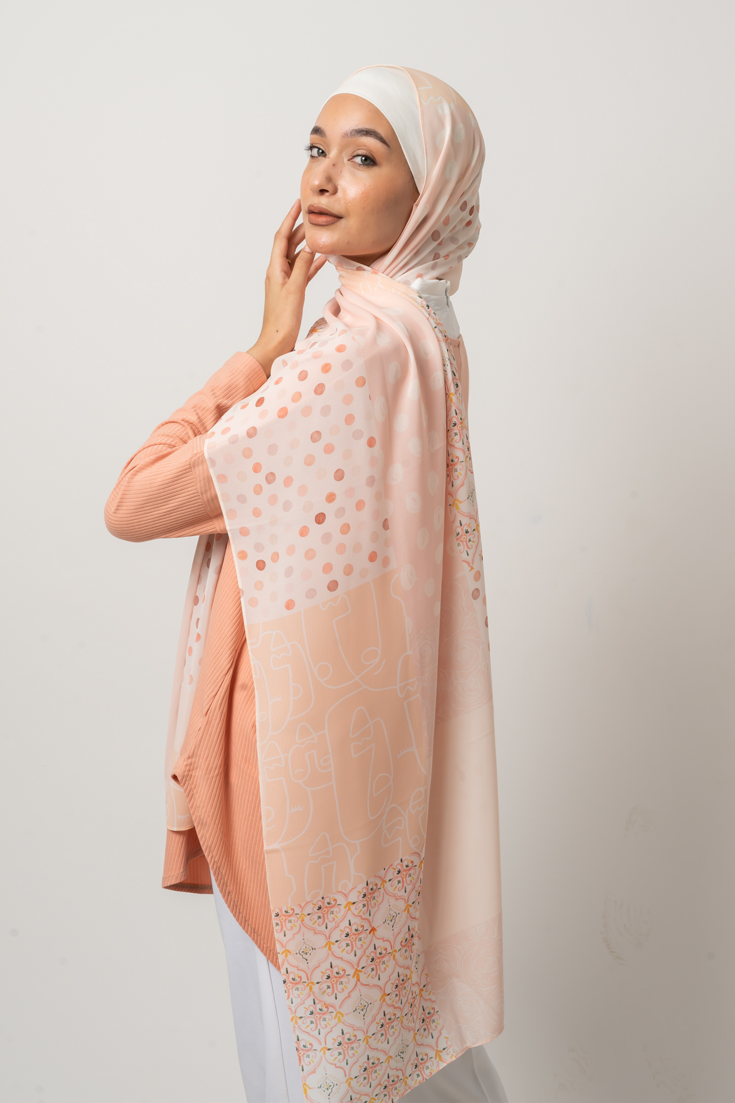 Peach Whisper Chiffon Scarf