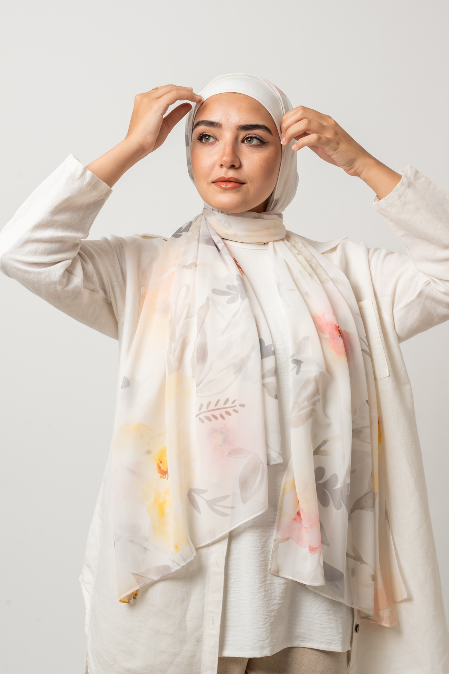 Soft Floral Chiffon Scarf