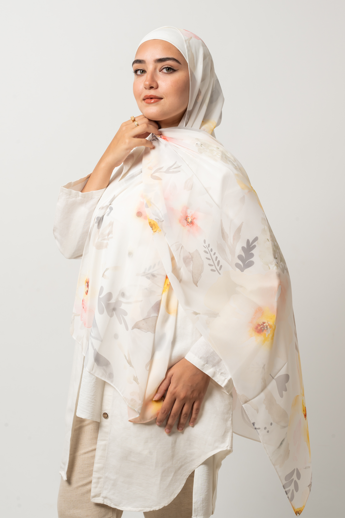 Soft Floral Chiffon Scarf