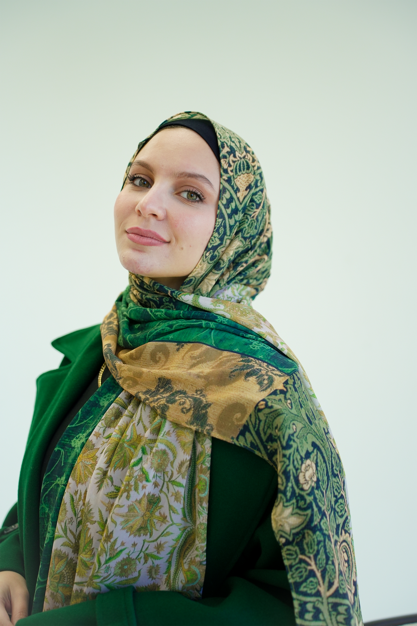 Olive Gold Harmony Chiffon Scarf