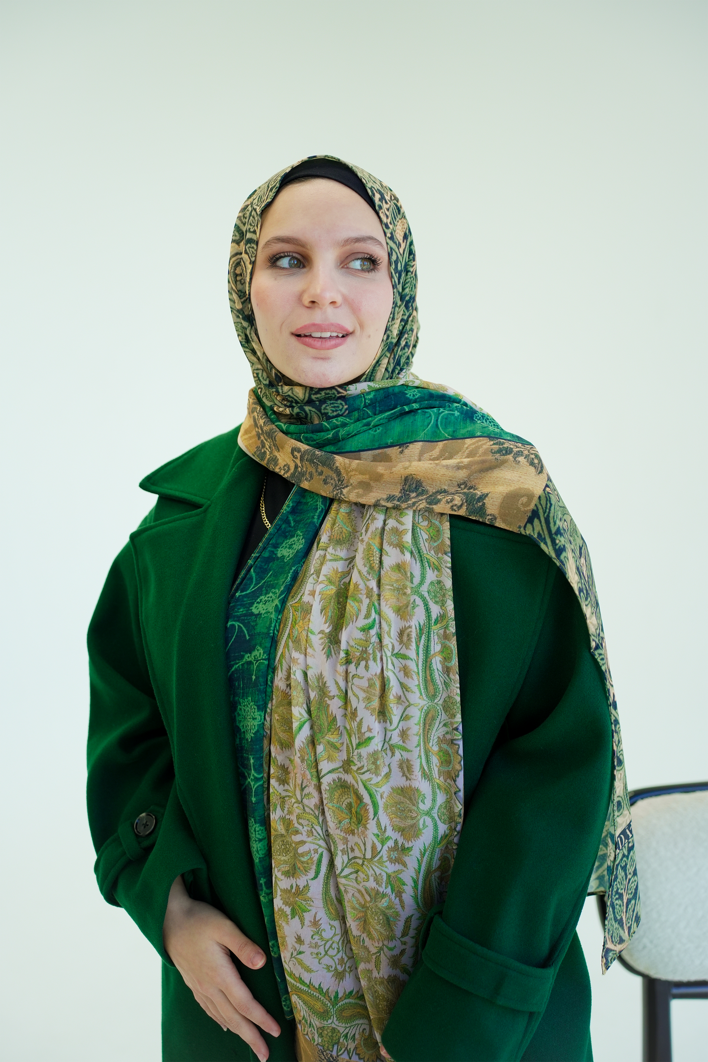Olive Gold Harmony Chiffon Scarf