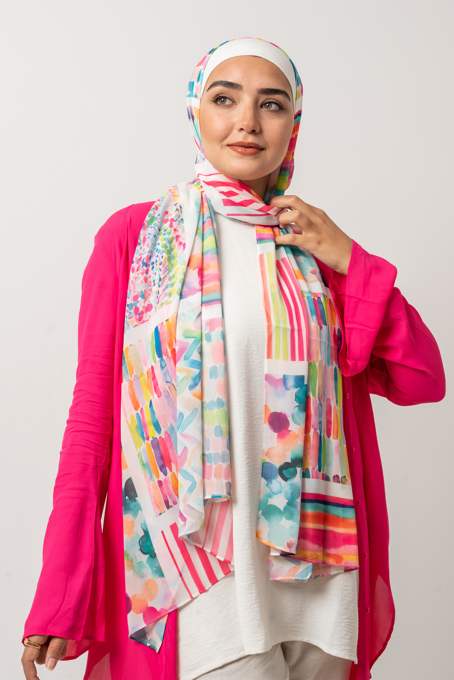 Vibrant Strokes Chiffon Scarf