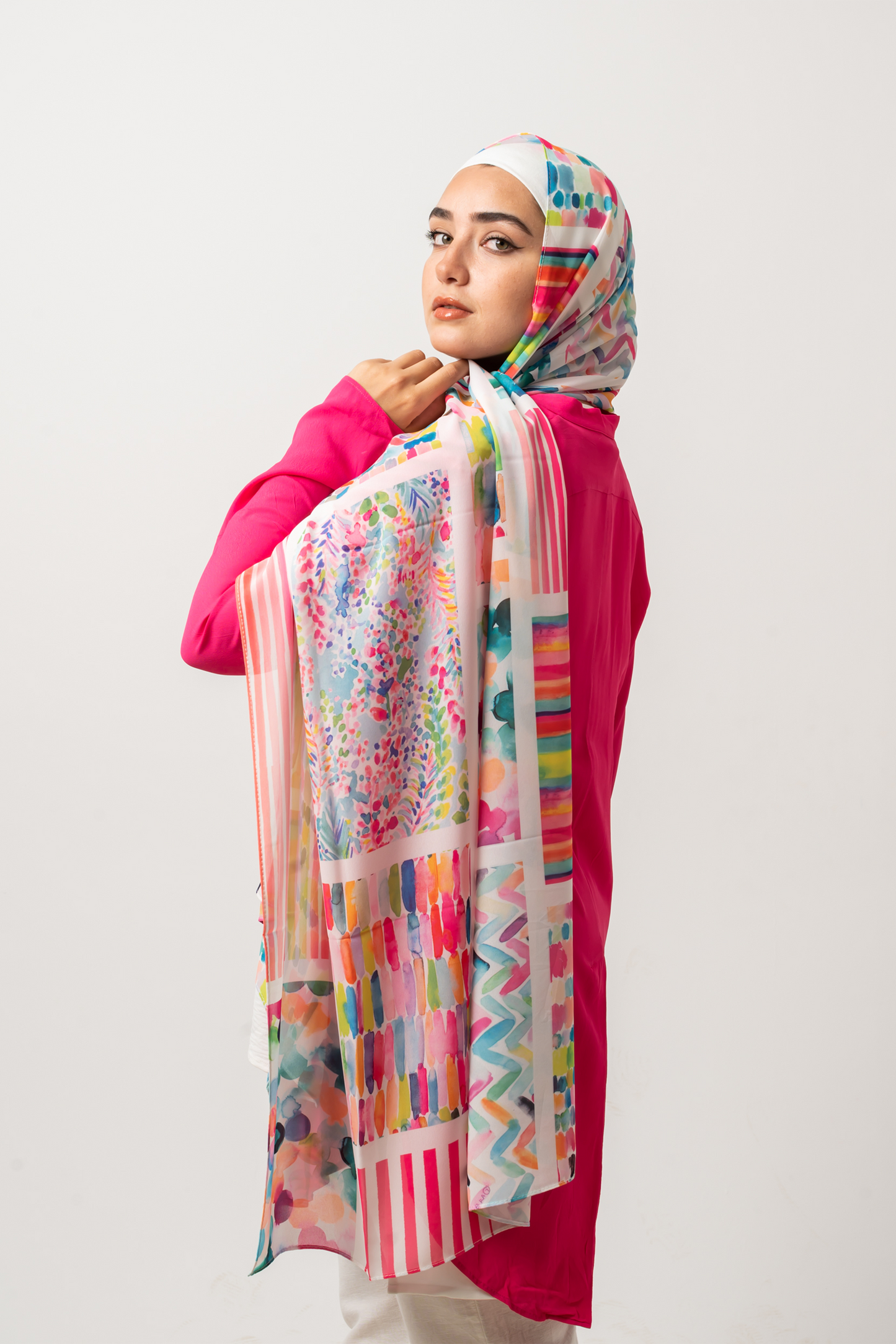 Vibrant Strokes Chiffon Scarf