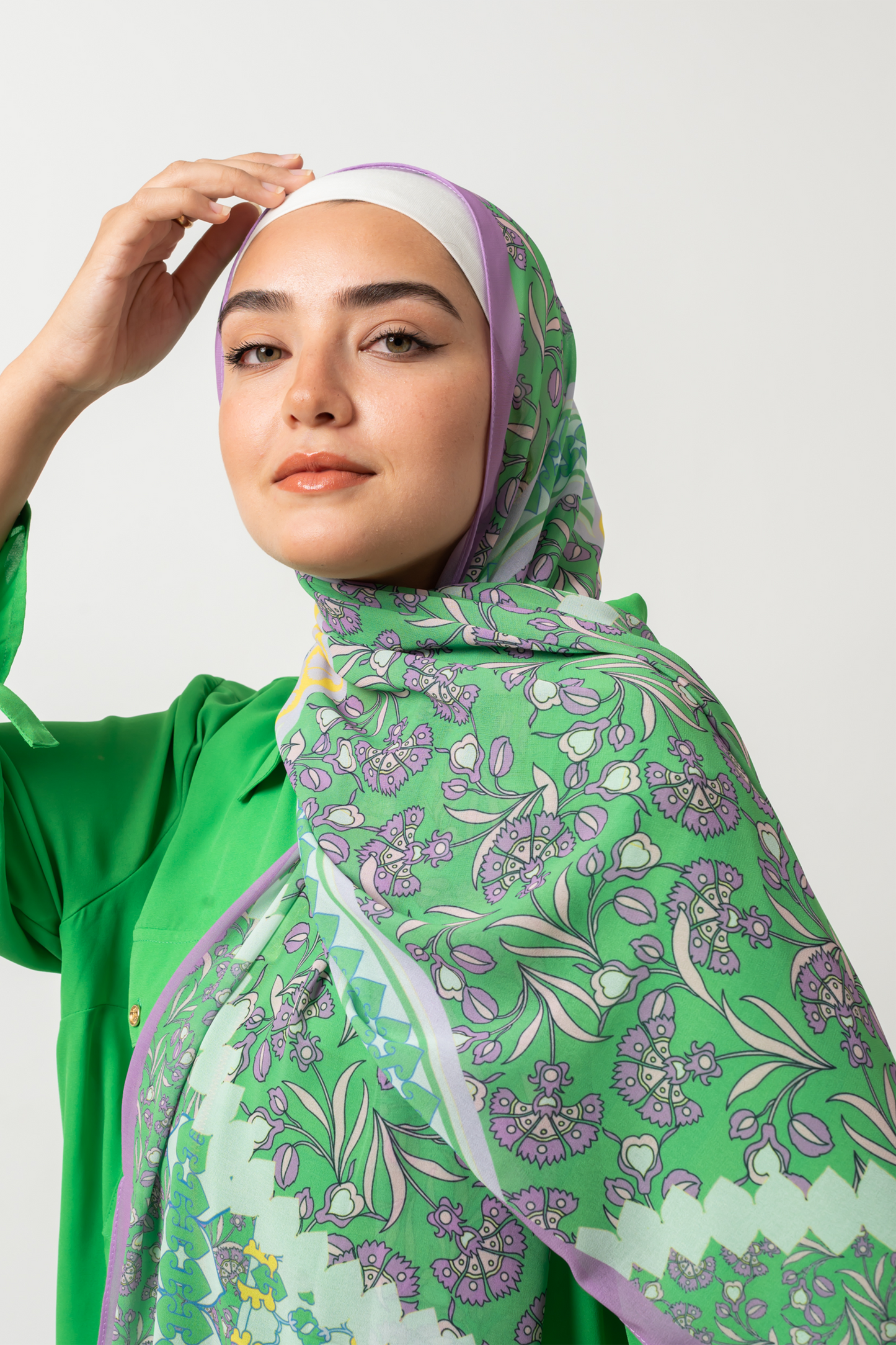 Purple Border Chiffon Scarf