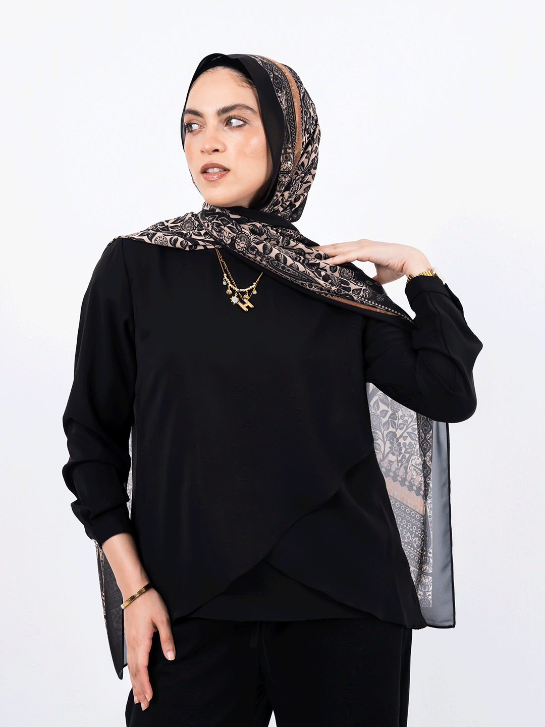 Soft Petals – Printed Chiffon Scarf