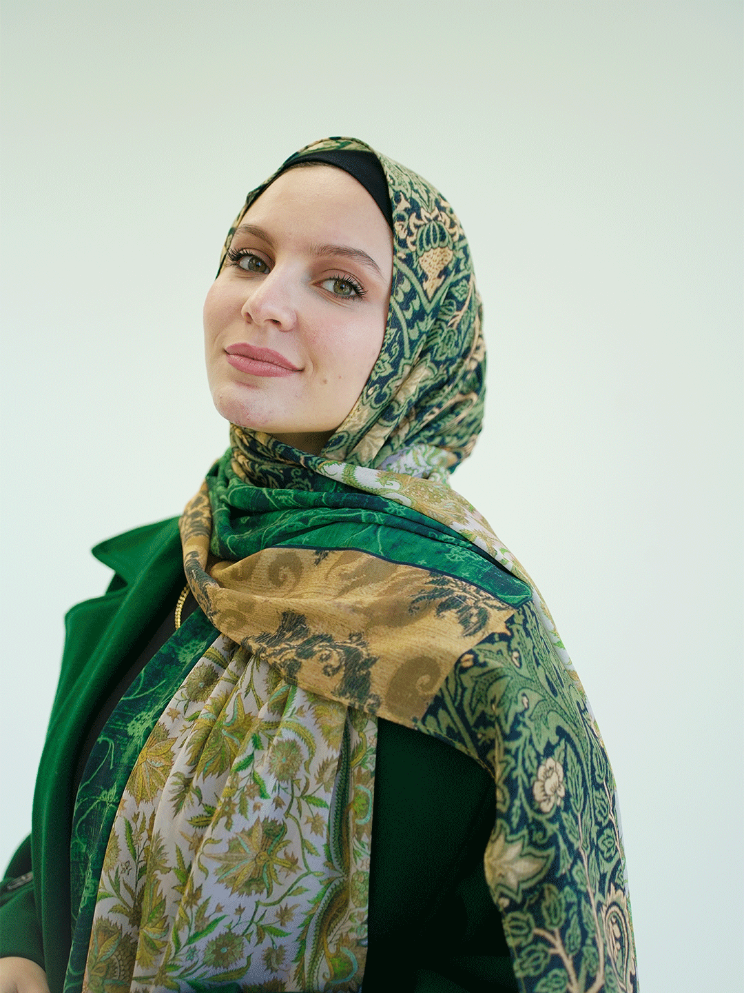 Olive Gold Harmony Chiffon Scarf