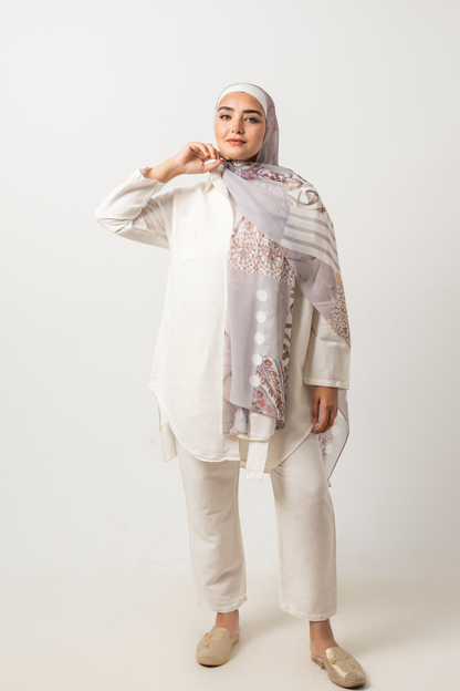 Beige Arabic Chiffon Scarf