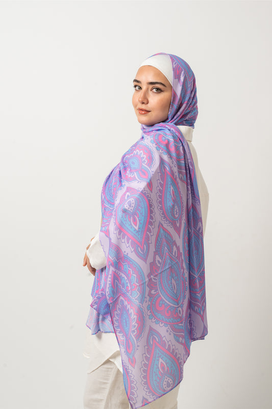 Blush Peacock Chiffon Scarf