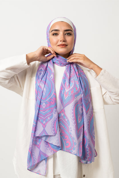 Blush Peacock Chiffon Scarf
