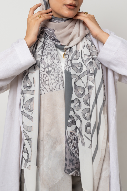 Grey Arabica Chiffon Scarf