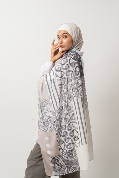 Grey Arabica Chiffon Scarf