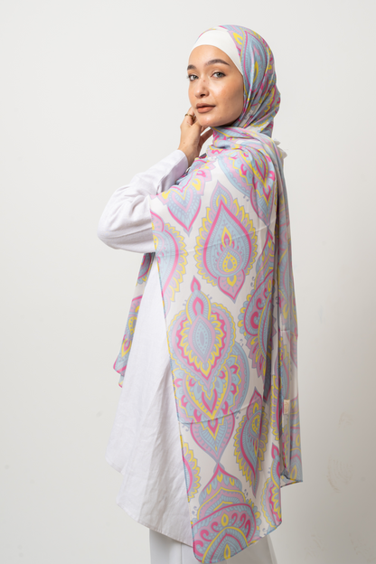 Sunrise Peacock Chiffon Scarf