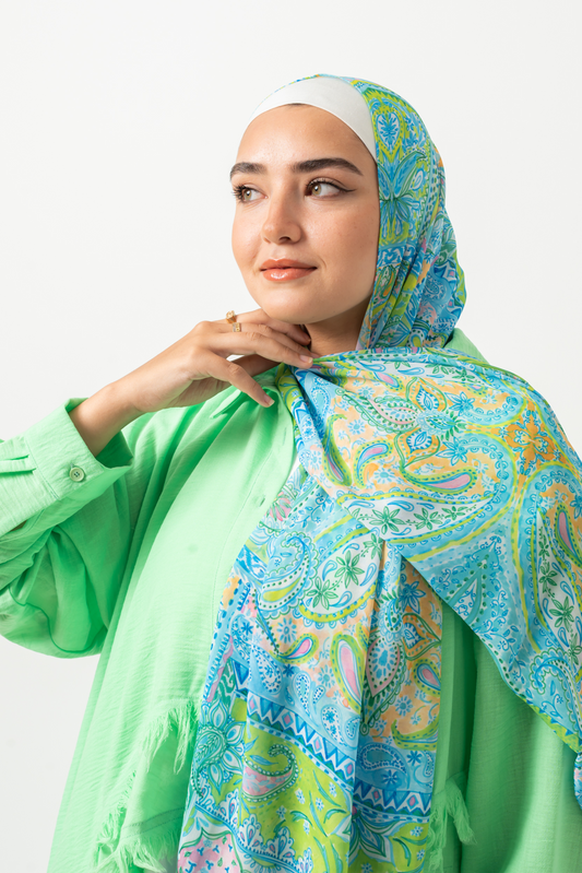 Ocean Emerald Chiffon Scarf