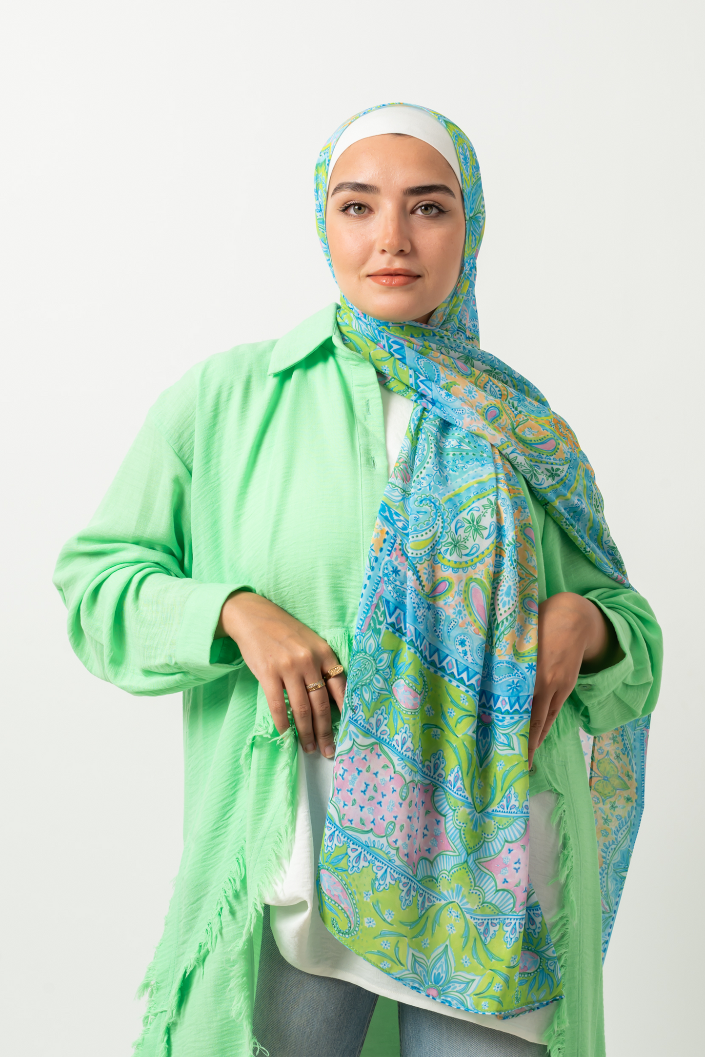 Ocean Emerald Chiffon Scarf