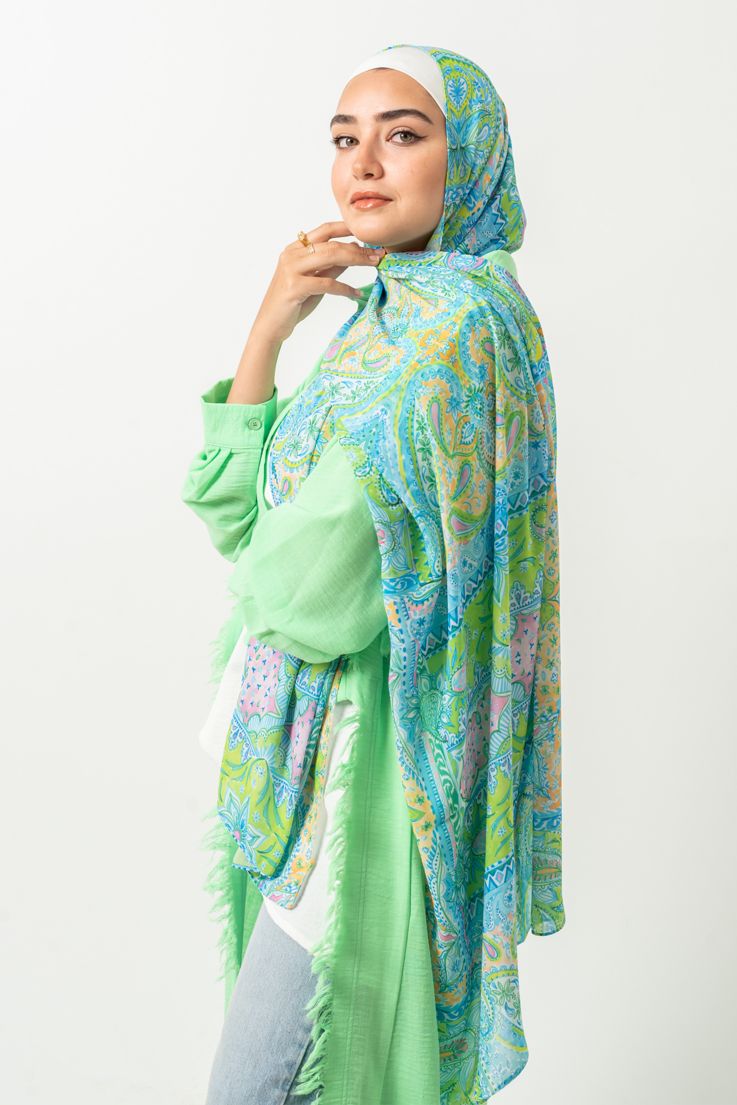 Ocean Emerald Chiffon Scarf
