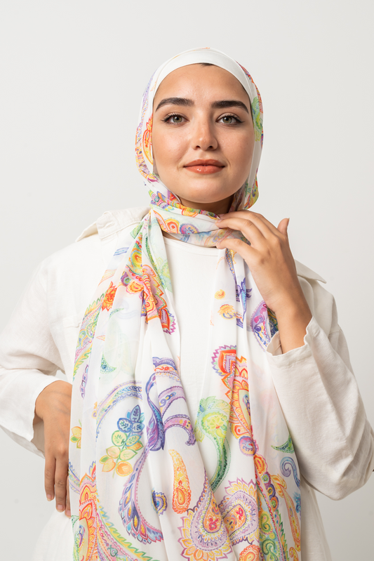 Sunset Persian Chiffon Scarf