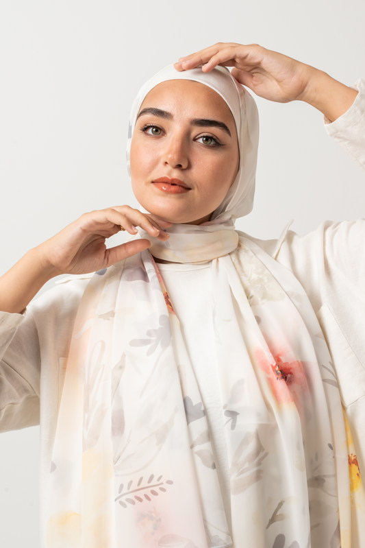 Soft Floral Chiffon Scarf