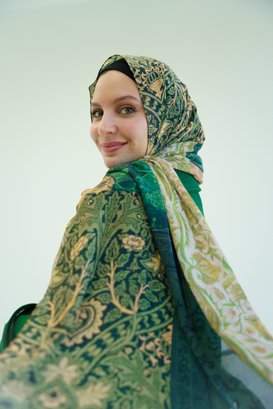 Olive Gold Harmony Chiffon Scarf