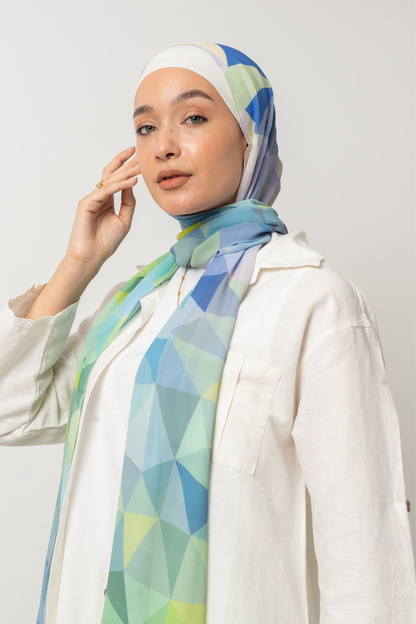 Ocean Geometric Chiffon Scarf