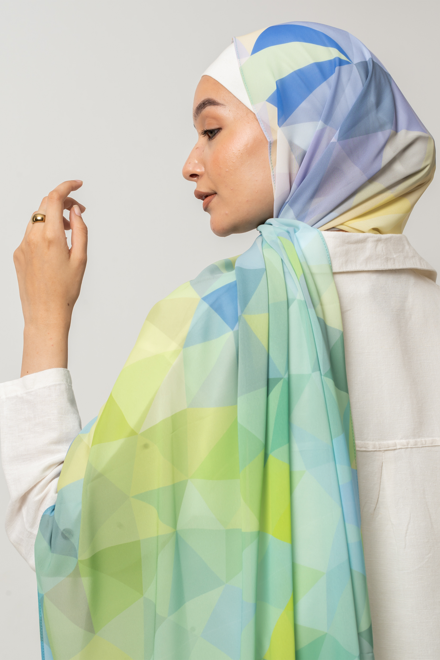 Ocean Geometric Chiffon Scarf
