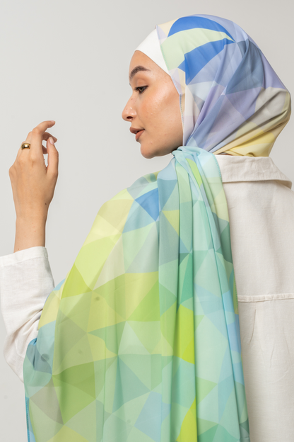 Ocean Geometric Chiffon Scarf