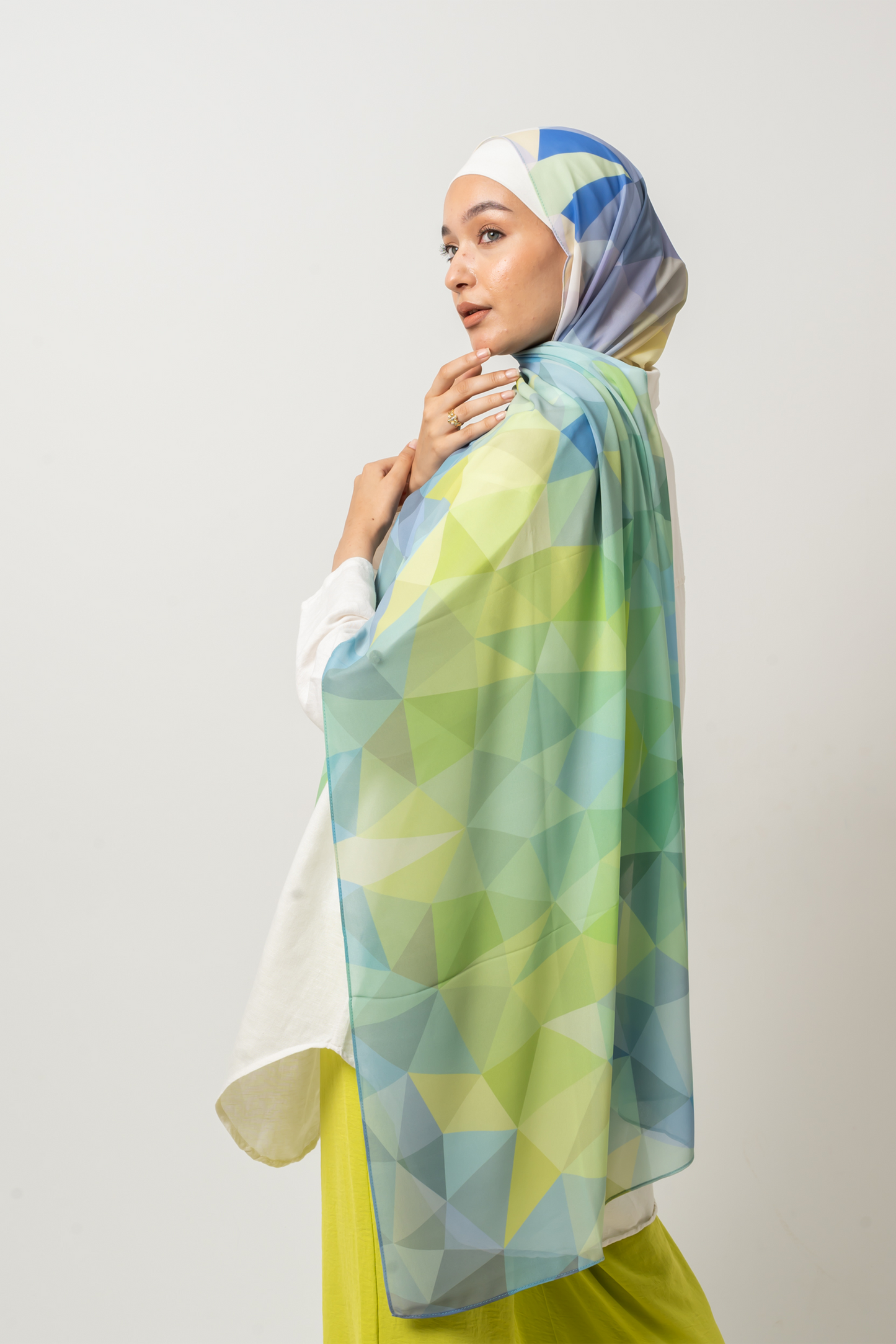 Ocean Geometric Chiffon Scarf