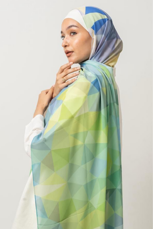 Ocean Geometric Chiffon Scarf