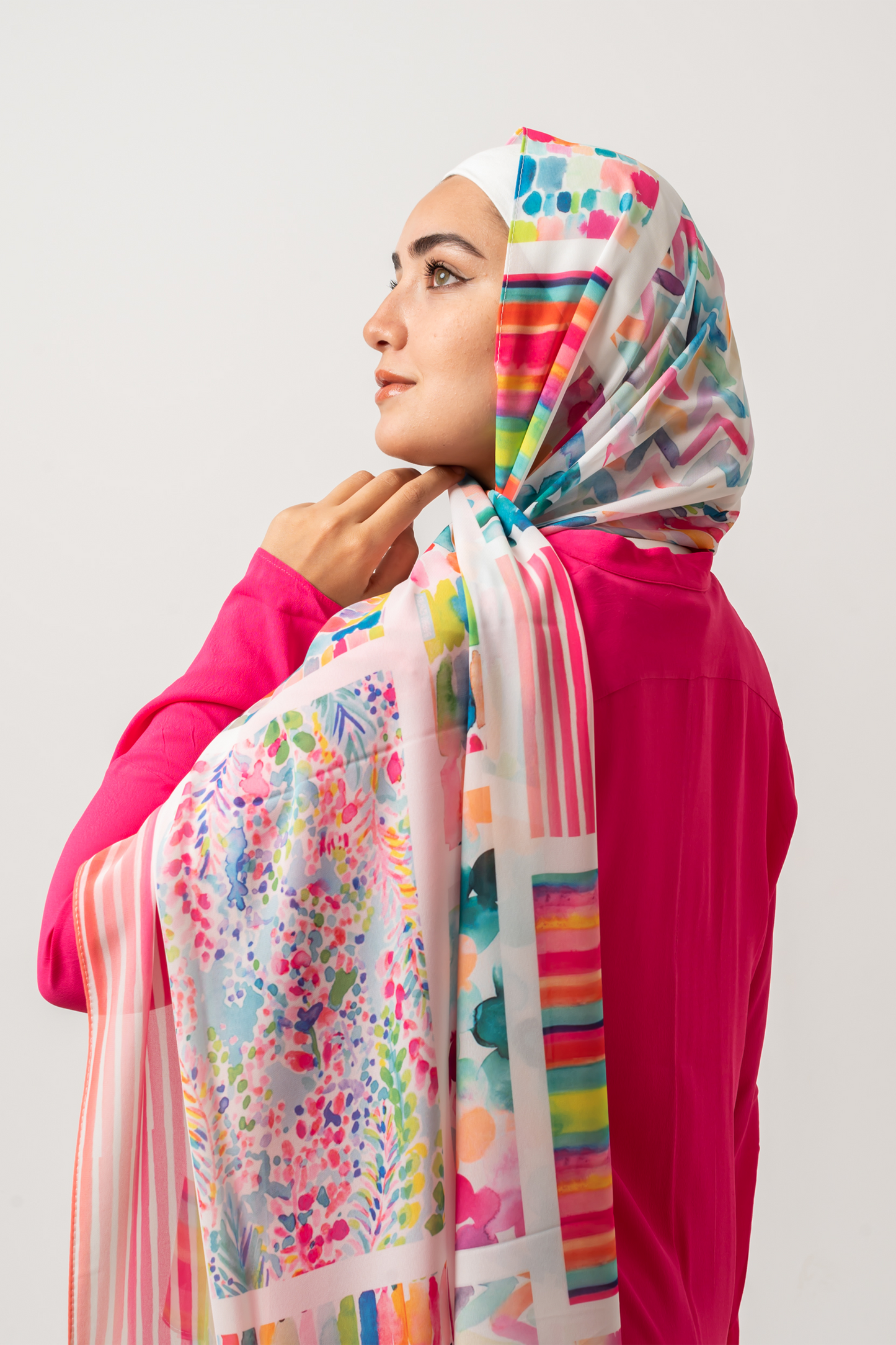 Vibrant Strokes Chiffon Scarf