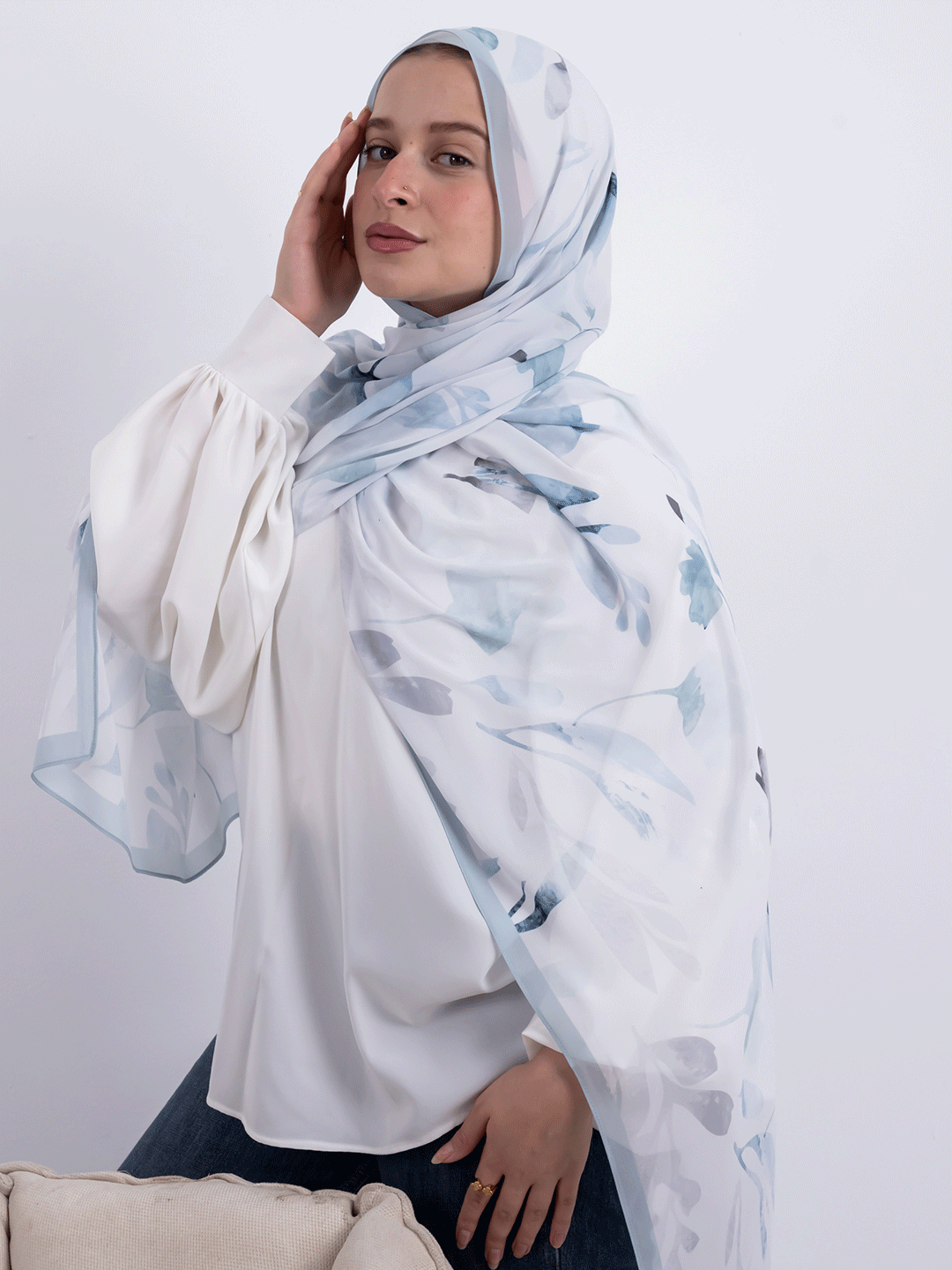 Light Blue Watercolor Scarf