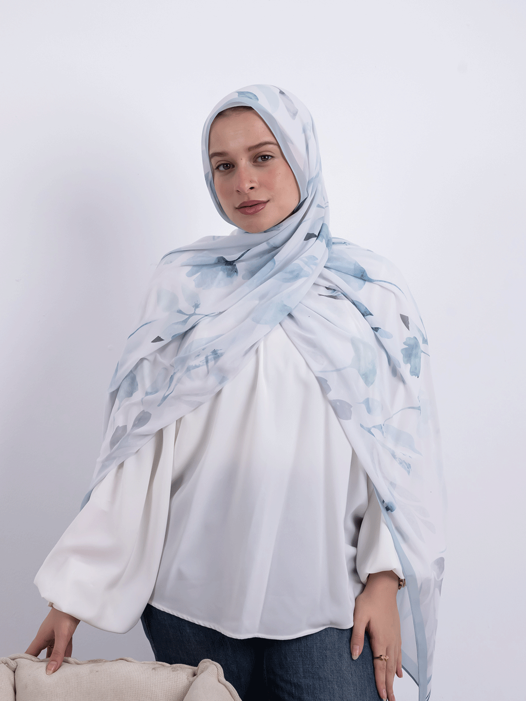 Light Blue Watercolor Scarf