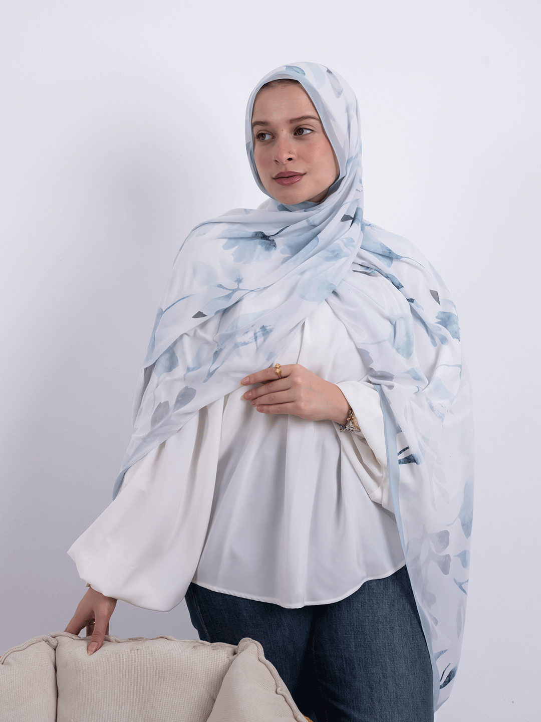 Light Blue Watercolor Scarf