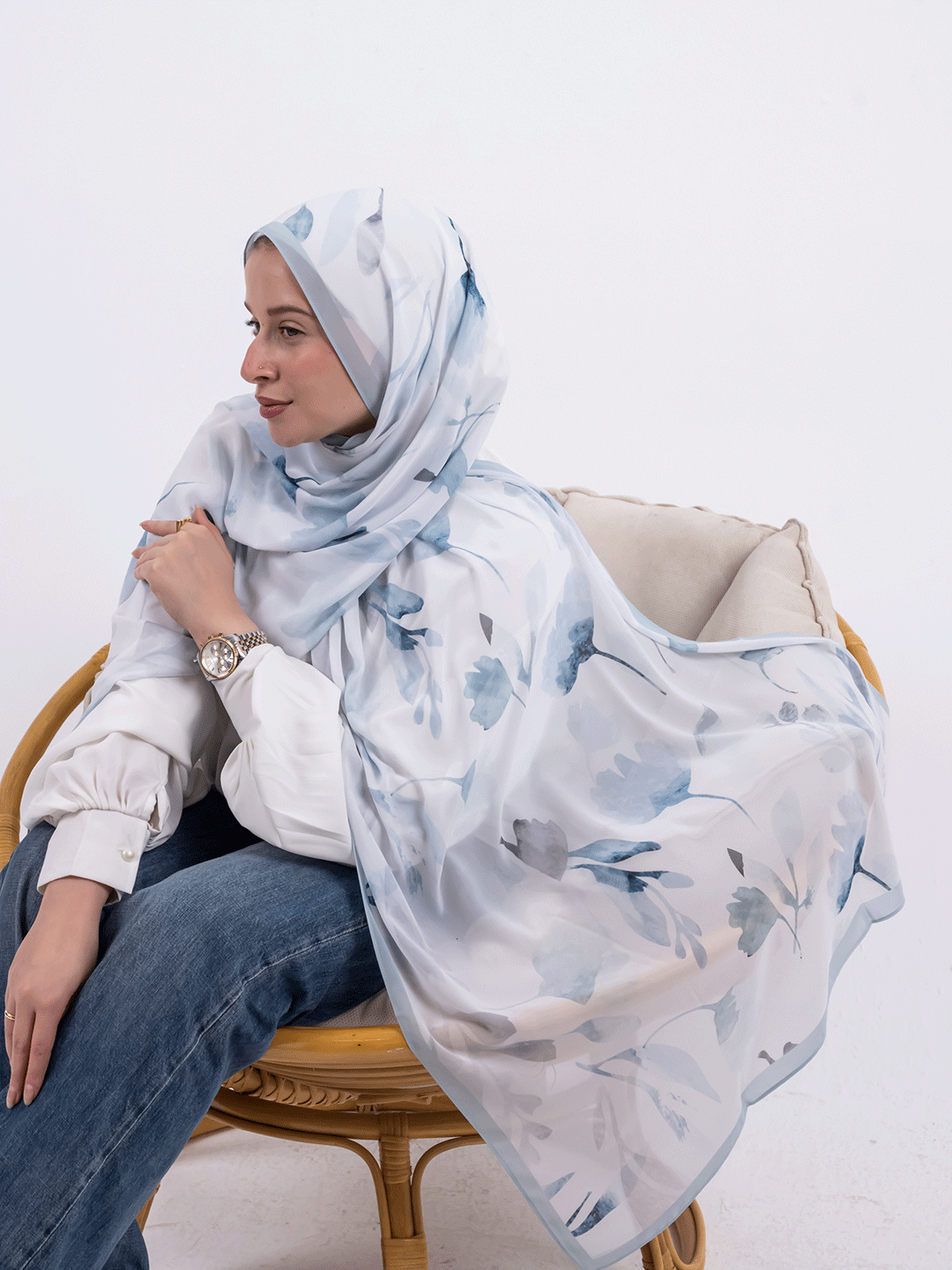 Light Blue Watercolor Scarf