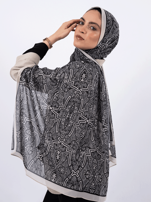 Nouveau Noir – Geometric Printed Scarf