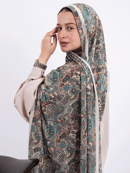 Paisley Whisper – Cream & Taupe Scarf