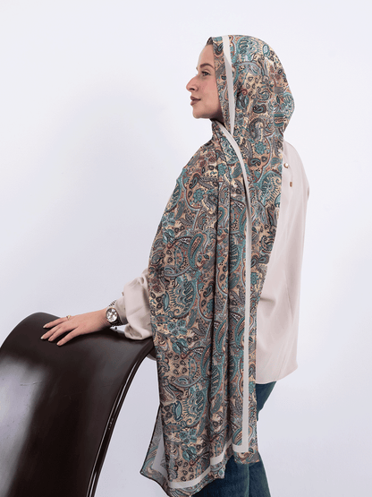 Paisley Whisper – Cream & Taupe Scarf